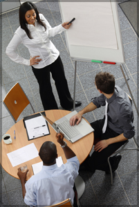 Group of people planning a meeting.